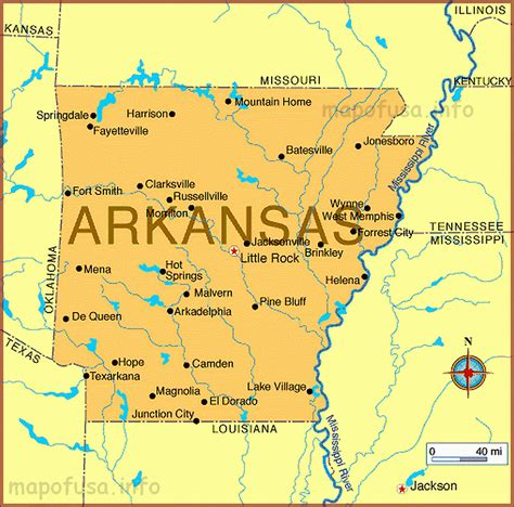 Large Detailed Administrative Map Of Arkansas State W