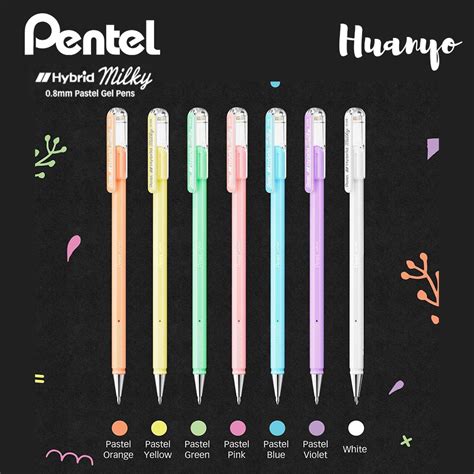 Pentel Hybrid Milky Fluorescent Pastel Gel Roller Pen 08mm
