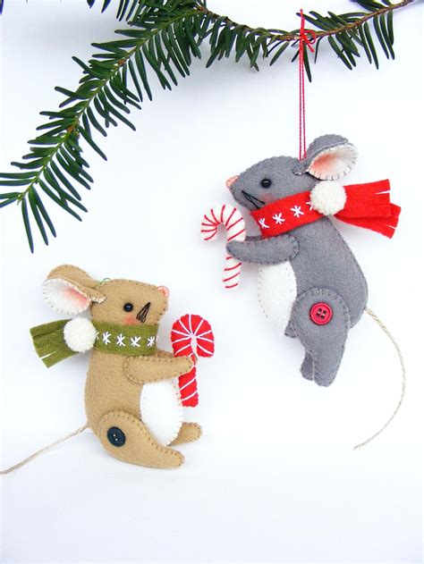 Felt Pdf Sewing Pattern Christmas Mouse Christmas Ornament Felt