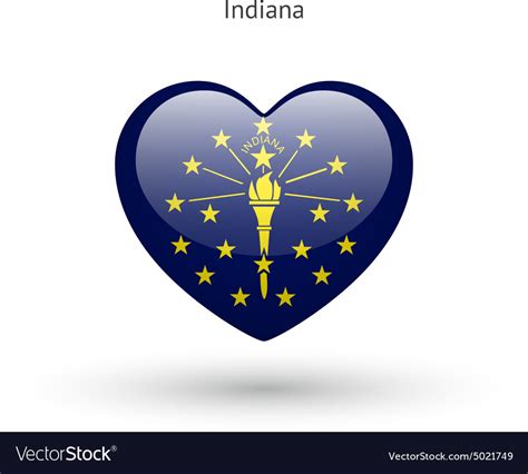 Love Indiana State Symbol Heart Flag Icon Vector Image
