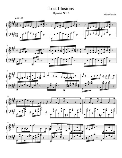 Mendelssohn Opus 67 No 2 Aka Lost Illusions Sheet Music Download Free
