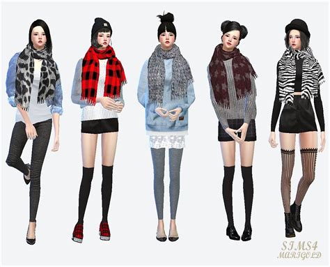 My Sims 4 Blog Scarves By Sims 4 Marigold Custom Content Clothes