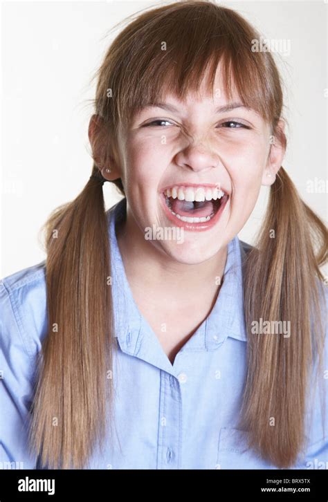 Girl Laughing Portrait Stock Photo Alamy