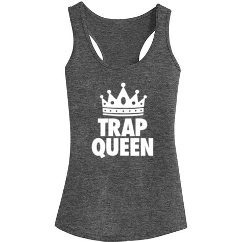 Womens Trap Queen Couple Fitness Workout Racerback Tank Tops Heathered Grey In Tank Tops From