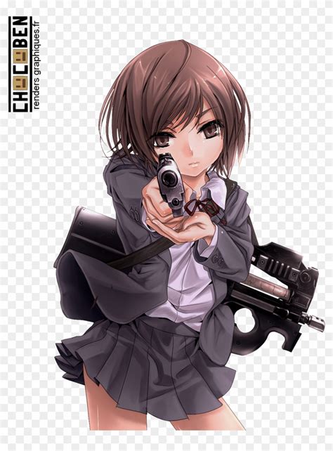 Anime Girl With A Gun Png Download Anime Girl Holding Gun