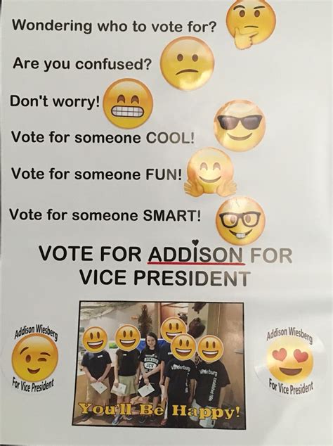 Elementary School Election Poster Emojis Student Council