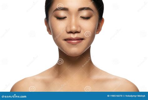 Portrait Of Beautiful Asian Woman Isolated On White Studio Background Beauty Fashion Skincare