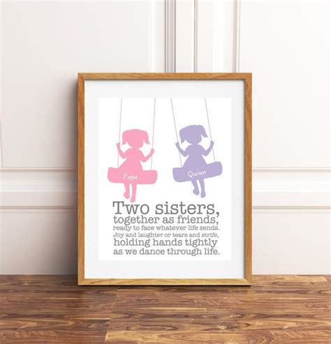 Thank You Sisters Wall Art Two Sisters Twin Girls Wall Art Sister Shared Room Decor Big