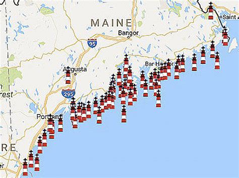 34 Map Of Maine Lighthouses Maps Database Source