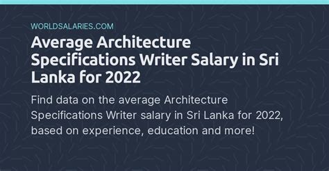 Average Architecture Specifications Writer Salary In Sri Lanka For 2024