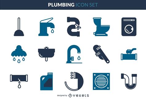 Plumbing Icons Set Vector Download