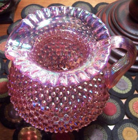 1993 Qvc Exclusive Fenton Art Glass Dusty Rose Carnival Hobnail Pitcher 1747165219