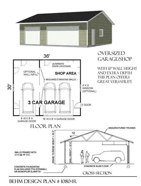 Two Car Garage Plans Are Shown With Measurements