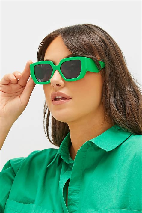 Bright Green Frame Oversized Sunglasses Yours Clothing