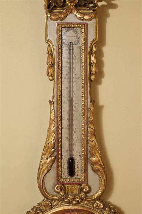 Louis Xvi Gilt Wood Mercury Barometer Bada