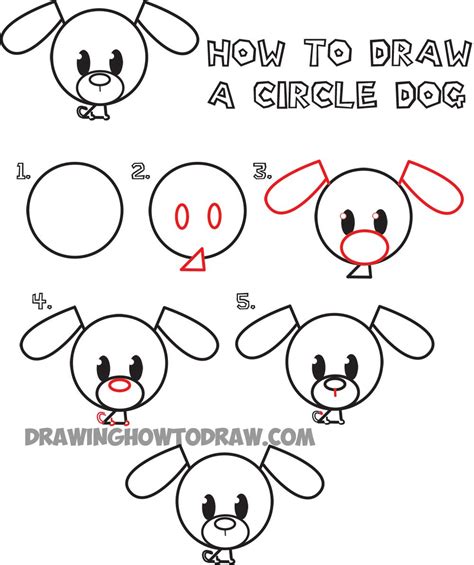 Big guide to drawing cartoon dogs puppies with basic shapes for. Big Guide to Drawing Cute Circle Animals Easy Step by Step Drawing Tutorial for Kids | Dog ...