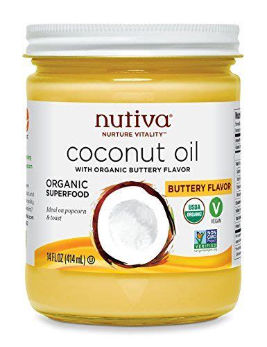 Nutiva Organic Coconut Oil Buttery Flavor 14 Ounce Butter Flavored