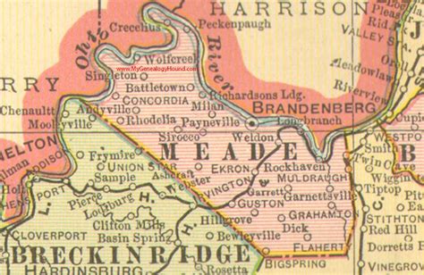 Meade County Kentucky Vintage 1905 Map Brandenburg Ky Meade County