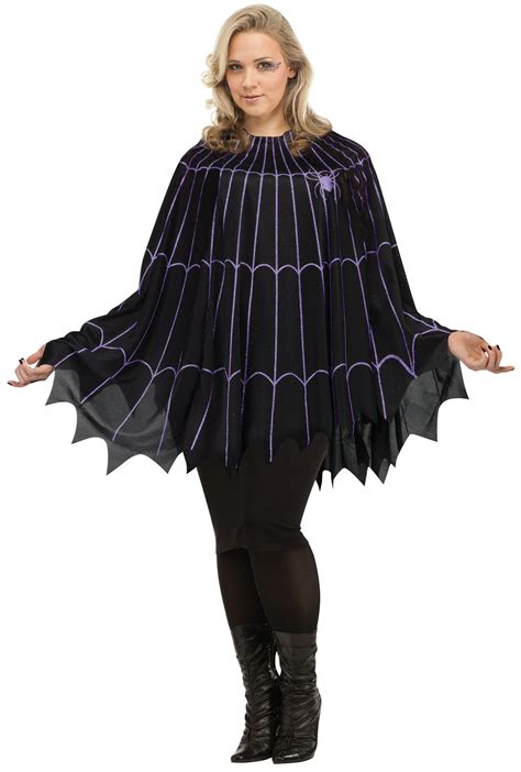 Spider Web Poncho Blackpurple Solid Pack Plus Size Halloween Costume