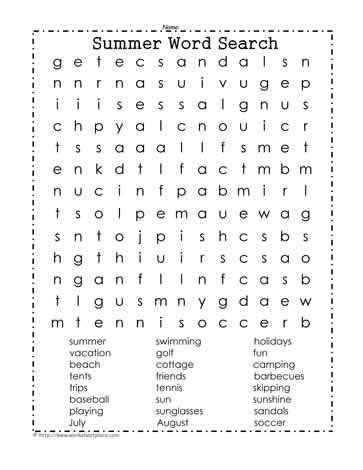 Kids will also love these free, printable summer coloring pages and free summer clip art. Summer Word Search | Summer words, Summer math, Summer puzzle