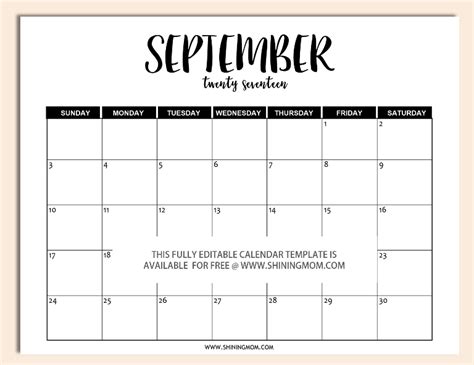 Free Printable Fully Editable 2017 Calendar Templates In Word Format