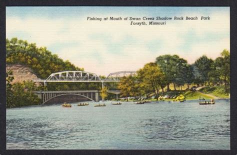 Forsyth Mo Swan Creek Us 160 Bridge And Arch Bridge 1950s Linen