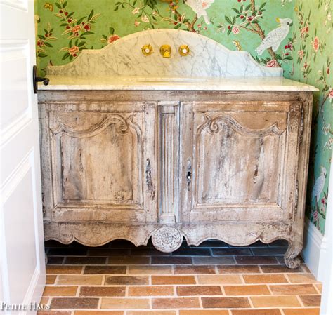 French Country Chinoiserie Powder Room Petite Haus