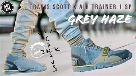 Travis Scott X Air Trainer 1 Sp Grey Haze Detailed And On Feet Youtube