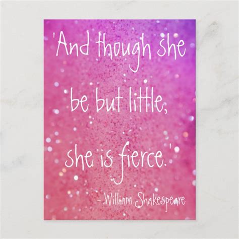 Little But Fierce Shakespeare Quote Pink Postcard