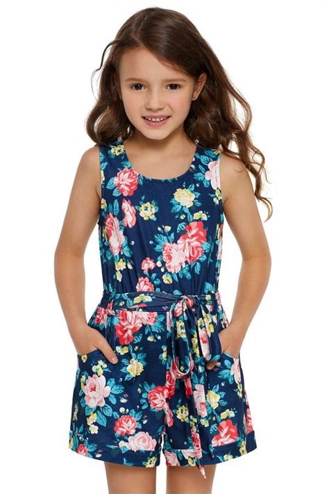 Blue Floral Romper For Little Girls In 2020 Girls Rompers Rompers