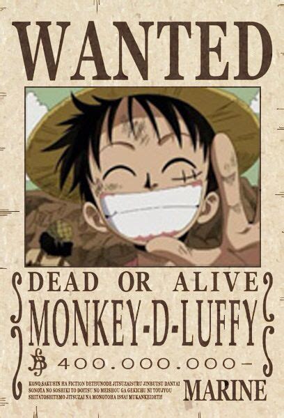 Luffy Wanted Poster Luffy Monkey D Luffy One Piece Bounties
