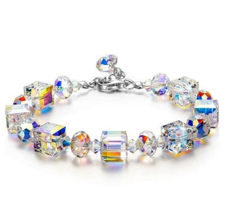 Aurora Borealis Bracelet With Swarovski Crystals 18k White Gold
