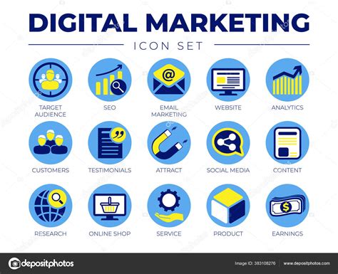 Color Digital Marketing Icon Set Target Audience Seo Email Marketing