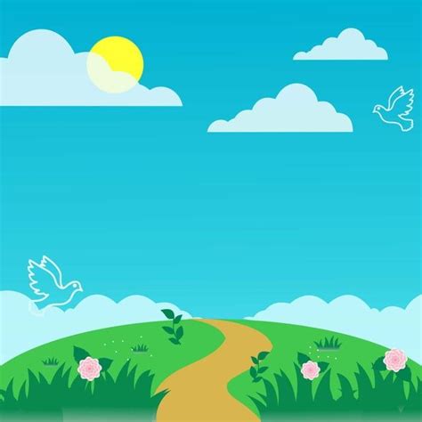 An Image Of A Path Going To The Sky With Birds Flying Over It And