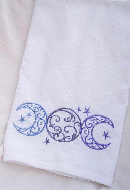 Moon Phases Embroidered Kitchen Towel Etsy Towel Embroidered Moon