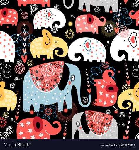 Pattern Colorful Elephants Royalty Free Vector Image