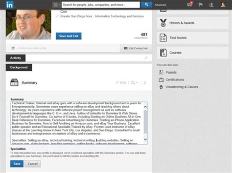 how to update your linkedin profile summary and basic information dummies