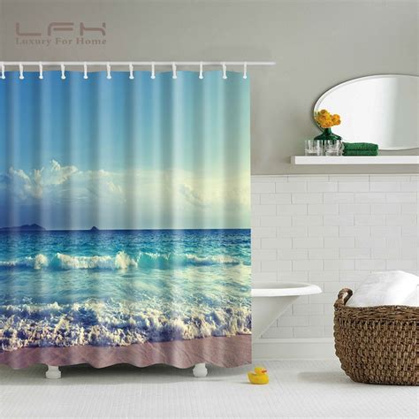 Lfh Polyester Fabric Shower Curtain Waterproof Home Bathroom Curtains Hawaiian Style Bath