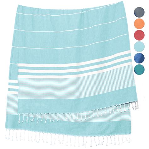 Sunspun Linens Turkish Beach Towel 39x71in No Shrink Pre Washed Pestemal Cotton Oversized