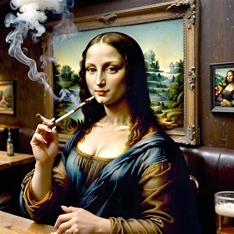 Mona Lisa Smoking A Huge Joint In A Bar 319436013 Bob Smerecki Art
