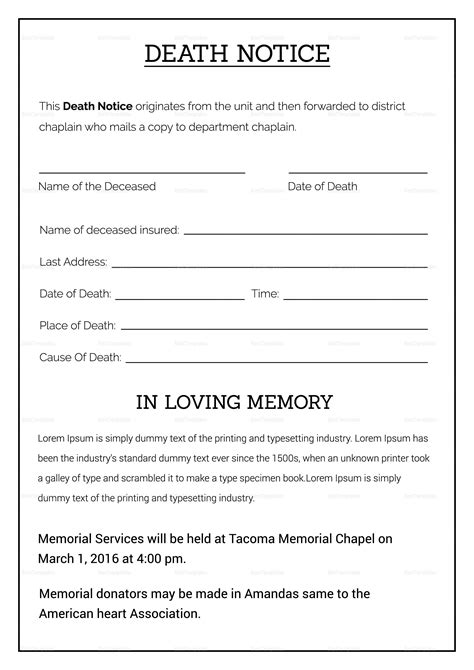 obituary notice template