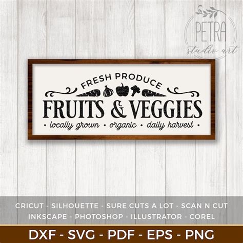 Fresh Produce Fruits And Veggies Sign Svg Cut File Great For Etsy