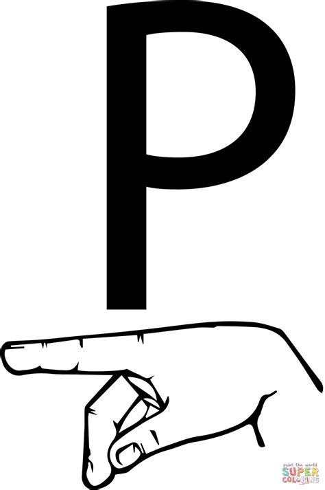 Asl Sign Language Letter P Coloring Page Free Printable Coloring Pages