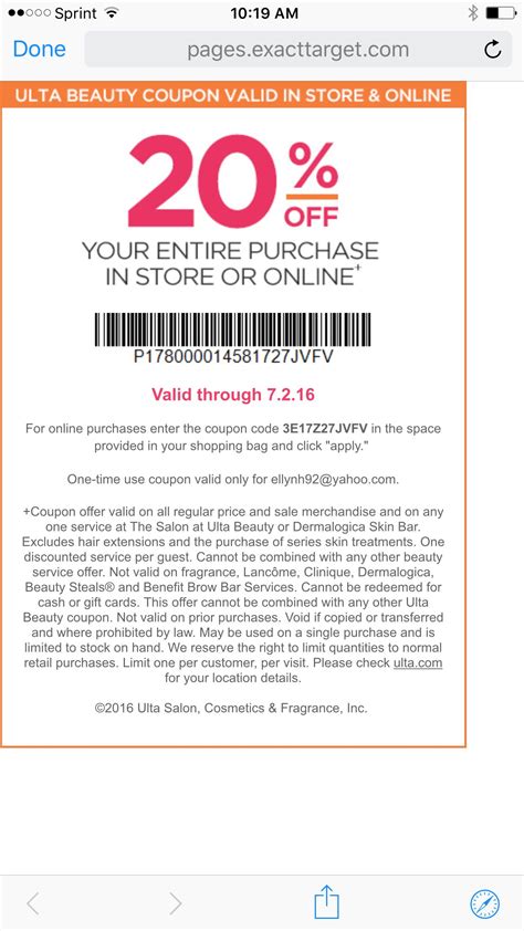 Ulta Coupon Off Entire Purchase Beauty Coupons Shopping Coupons