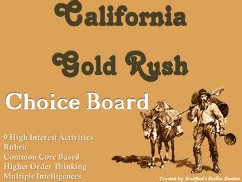 This is a video he did featuring boom. California Gold Rush Choice Board Social Studies Activity ...