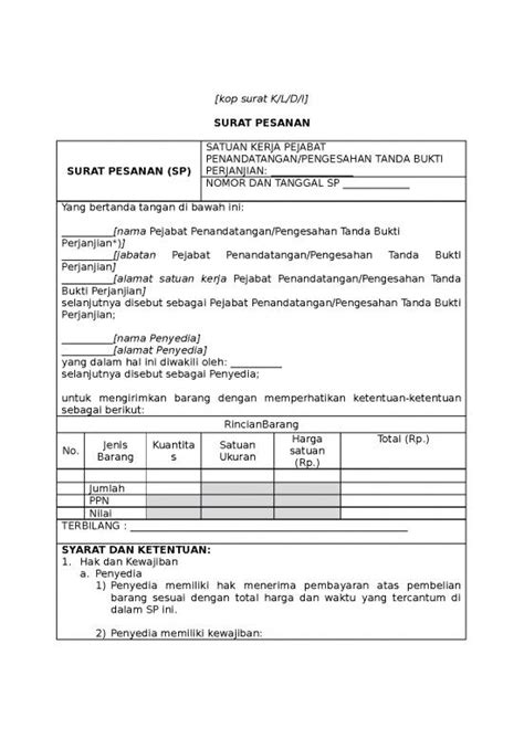 Contoh Surat Pesanan E Katalog Contoh Surat - Riset
