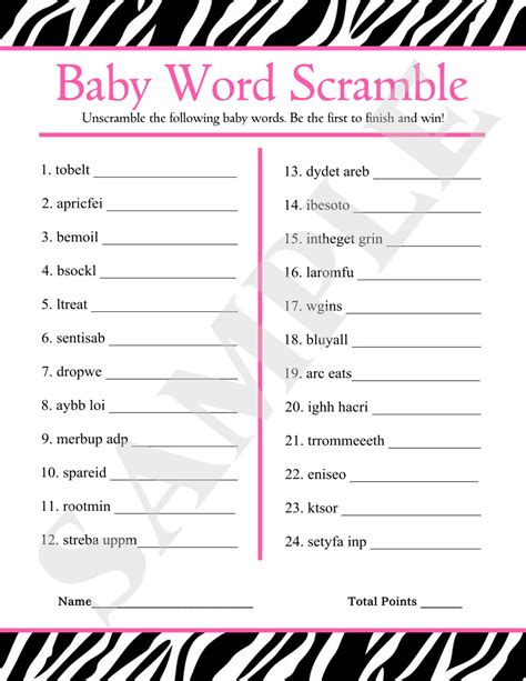 Word scrambler free game is listed in puzzle category of app store. Instant Download Printable Baby Word Scramble Pink Zebra