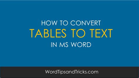 Ms Word How To Convert Word Tables Into Plain Text