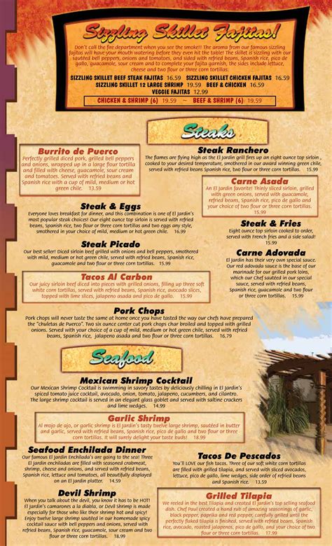 El Jardín Restaurant menu in Commerce City, Colorado, USA