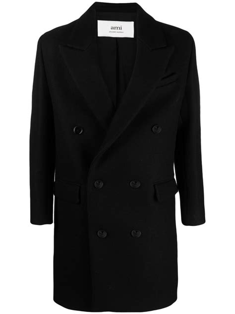 Ami Paris Double Breasted Wool Coat Farfetch
